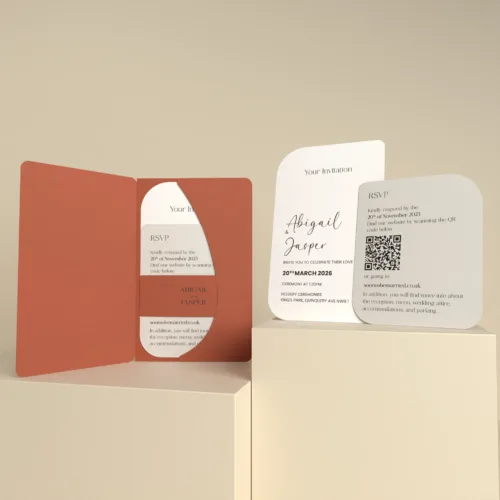 Verbano Collection | Terracotta (Orange) | Semi-Custom Wedding Invitation Set | Curved Design