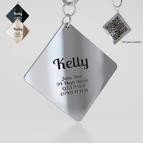 Personalised Pet Identification Tag (QR code available!) | Engraved Metal Pet Tag | 30x30mm - Image 3